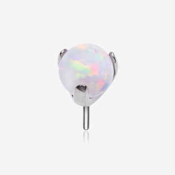 Implant Grade Titanium OneFit Threadless Fire Opal Ball Prong Set Top Part-White Opal